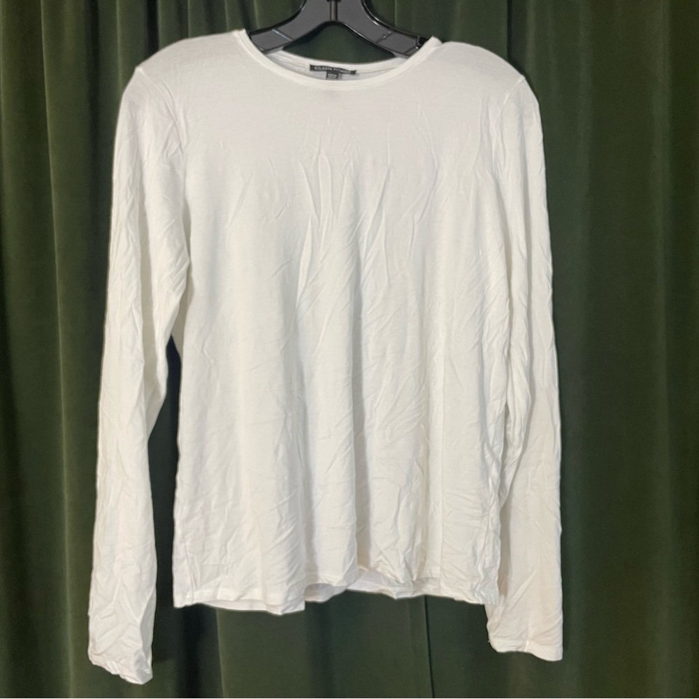 Eileen Fisher White Long-Sleeve Crewneck Tee
